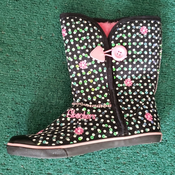 Skechers mud boots Children's size 4.5 Blk & Pink - Picture 4 of 7